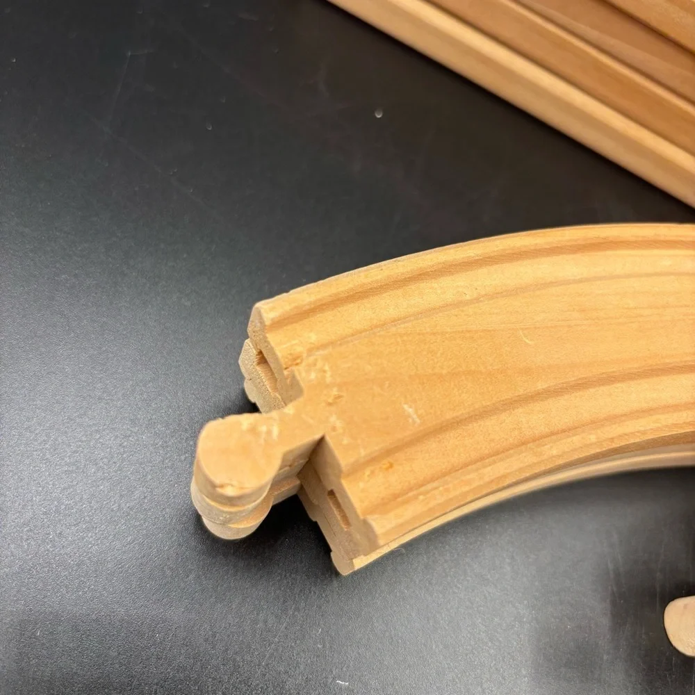 Wooden Train Track Wood Railway Curved Incline Straight Bridge 16 Pieces